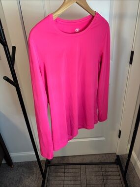 Athletic Works Women's Hot Pink Long-Sleeve Crew Tee